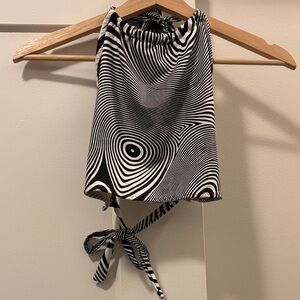 Black and White Geometric Halter Top